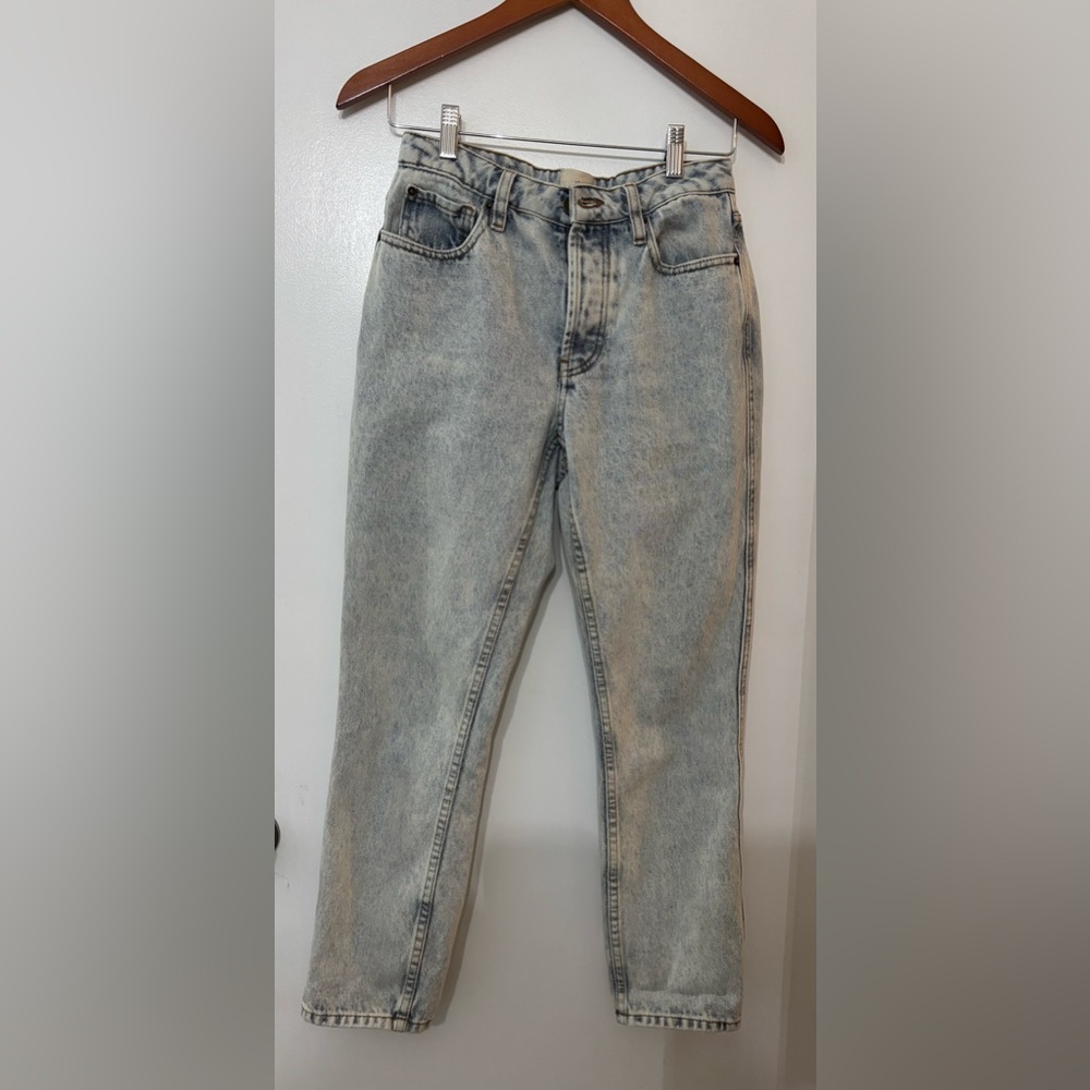 Sezane Women Light Wash Button Fly Straight Leg Cotton Denim Jeans Size 27